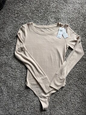 Beige Long Sleeve Bodysuit